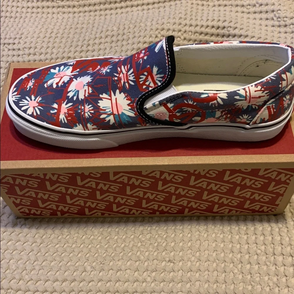 Vans Red and Blue Floral Slip-Ons - Picture 2 of 7